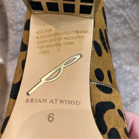 BRIAN ATWOOD Sz 6 Animal Print Pointy Toe Pony Hair Cage Chunky Heel Pumps Shoes - Picture 9 of 10